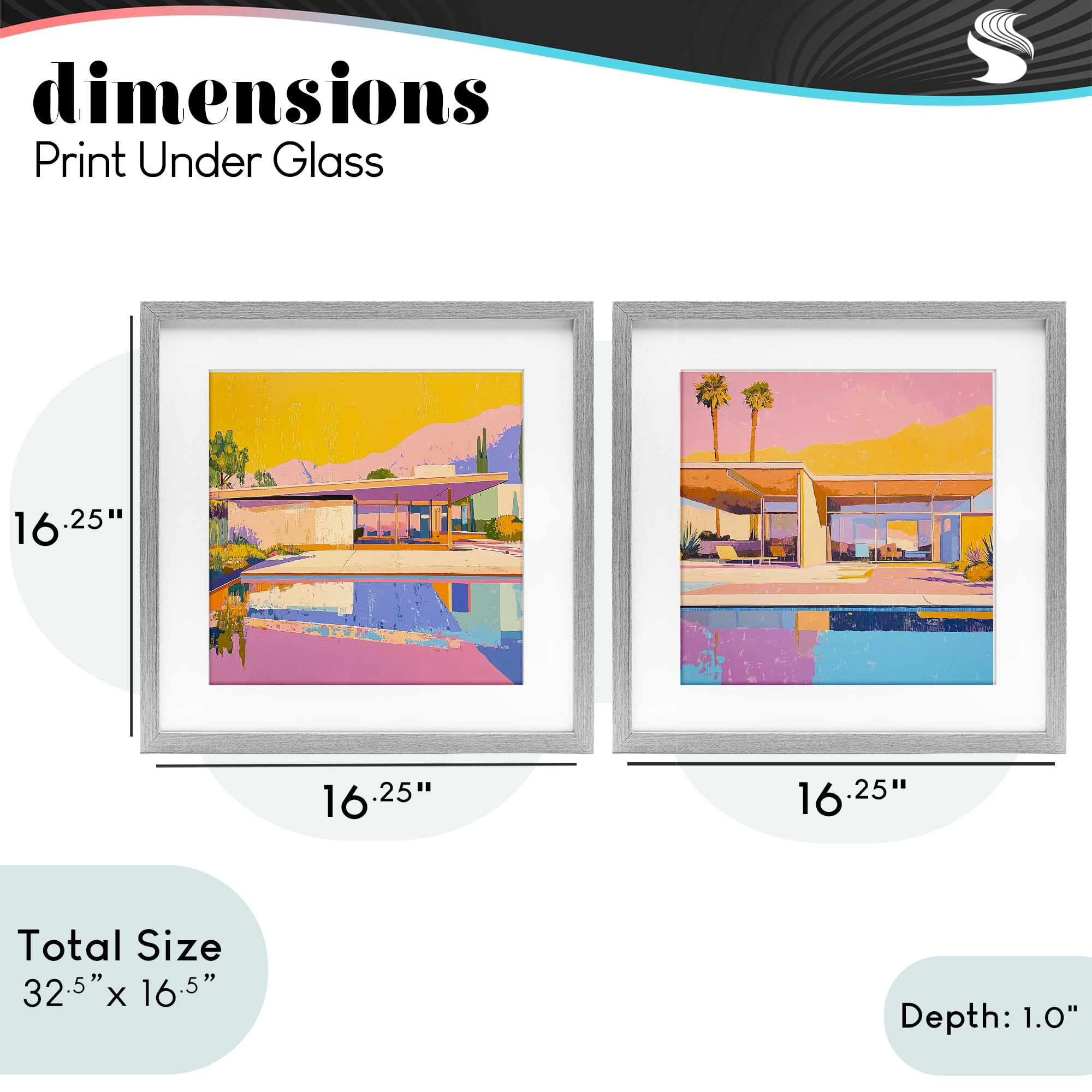 Stupell Industries Case Study Villa 2 Piece Gray Framed Print Under Glass Set, design by Walker Noble
