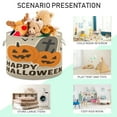 thumbnail image 4 of Collapsible 20" Round Storage Basket with Handles Laundry Hamper Open Storage Bins Cartoon Pumpkins and Tombstones, 4 of 6