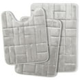 thumbnail image 1 of Clara Clark Bathroom Rugs, Velvet Memory Foam Bath Mat, Ultra Soft Non Slip and Absorbent - Tiled - Set Small, Large & Contour - Silver, 1 of 6