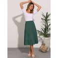 thumbnail image 2 of DARING DIVA Women's Midi Tiered Pleated Elastic Waist A-Line Skirt L Army Green, 2 of 6