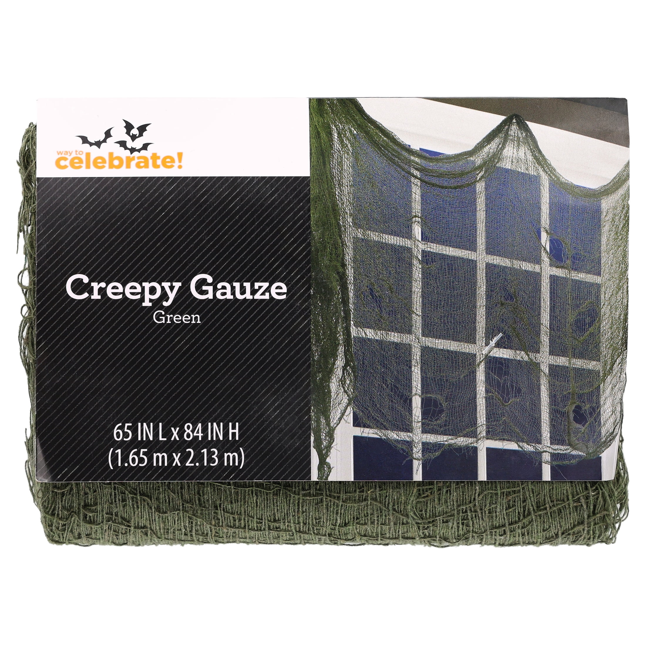 Creepy Gauze Fabric, Green, 65" x 84", Halloween by Way To Celebrate