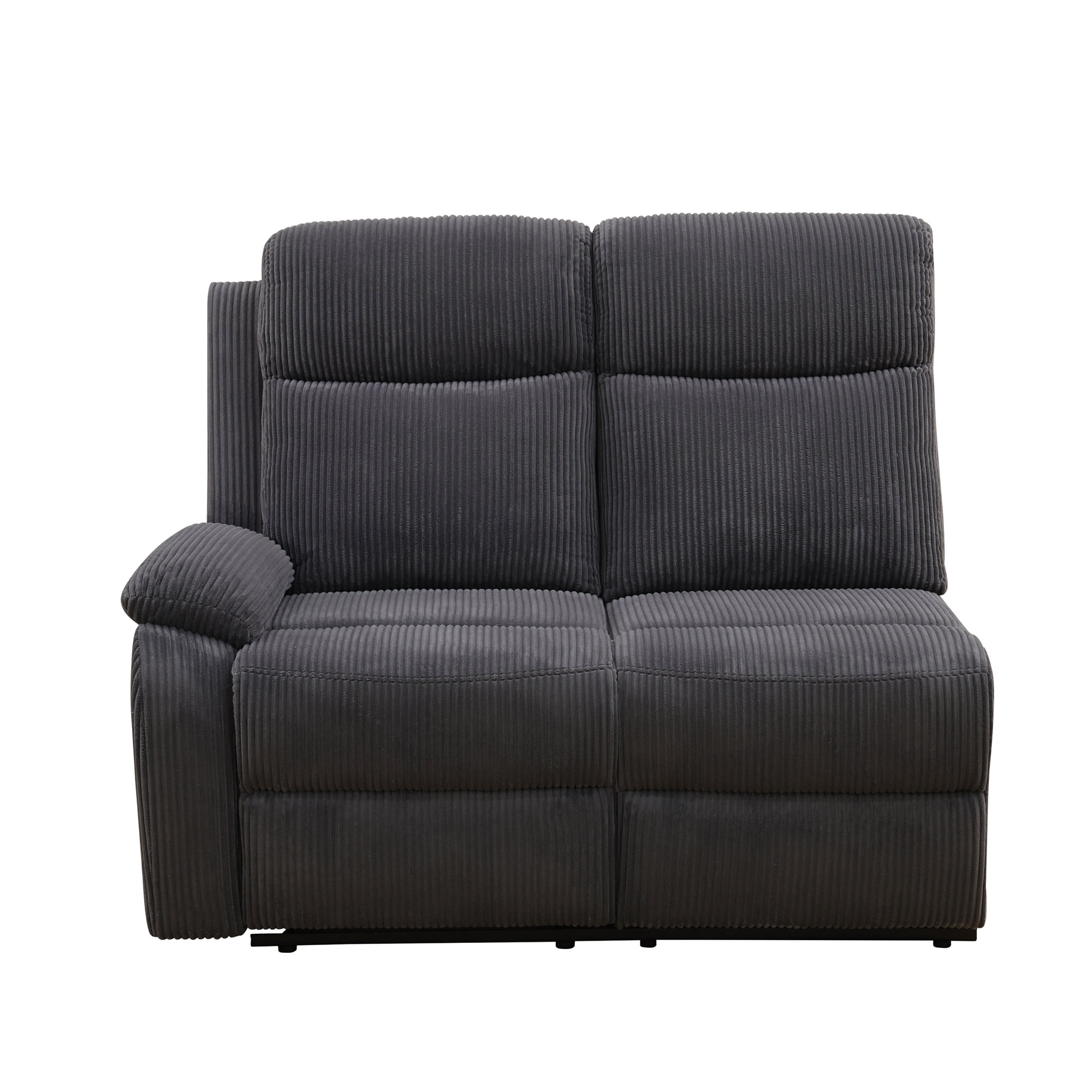 Aukfa 3-Piece Recliner Sofa Set, 5 Seat Sectional Couch with Cup Holders&Storage Console, Corduroy, Gray