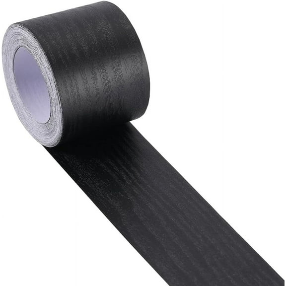 10m*50mm Wood Grain Tape Realistic Wood Grain Repair Tape Black Self Adhesive Waterproof Veneer Edge Banding for Tables Chairs Baseboards Doors Windows Floors and Furniture Renovation