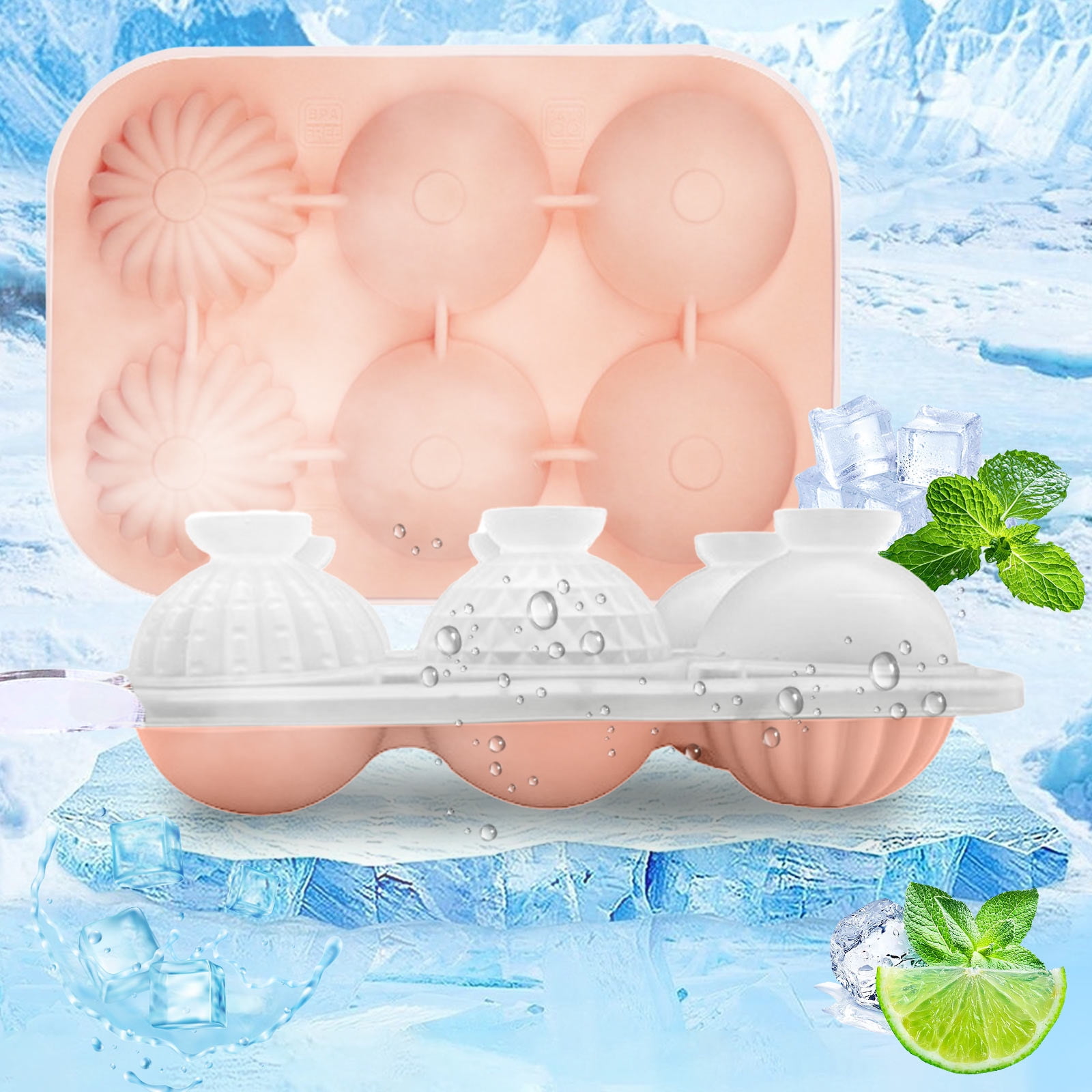 4-Pack Silicone Ice Ball Molds - Makes 2.5 Inch Ice Spheres For Whiskey & Cocktails