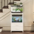 thumbnail image 5 of 10 Gallon Aquarium Stand with 2 Drawers, 2-Tier Fish Tank Stand with Storage Shelf, Heavy Duty Metal Frame Reptile Turtle Tank Stand, 20.5" L x 11.8" W x 31.5" H, White, 5 of 7