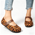 thumbnail image 5 of Women's Faux Suede Mary Jane Flats, Adjustable Buckle Strap Leopard Print Casual Shoes, 5 of 6