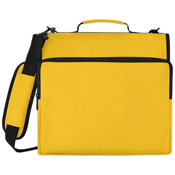 ALAZA Zipper Binder Solid Yellow Pattern 2 inch 3 Ring 500 Sheet Capacity Trapper Keeper File Folder Organizer Bag
