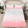 thumbnail image 2 of Homewish Boys Girls Leopard Print Twin Sheet Sets 3pcs,Bling Glitter Twin Fitted Sheet Microfiber,Gradient Pink Grey Breathable Flat Sheet,Microfiber Bedroom Decor, 2 of 7