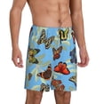 thumbnail image 2 of Balery Multicolored Butterflies Pantalones cortos de pijama de punto de algodón para hombre con cinturilla y bolsillos-Large, 2 of 6