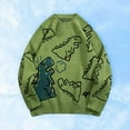 thumbnail image 2 of Toimothcn Leisure Sweater For Men Autumn Winter Oversized Cartoon Dinosaur Printed Sweaters Casual Loose Fit Versatile Round Neck Knitwear Comfy Mens Clothing, 2 of 8