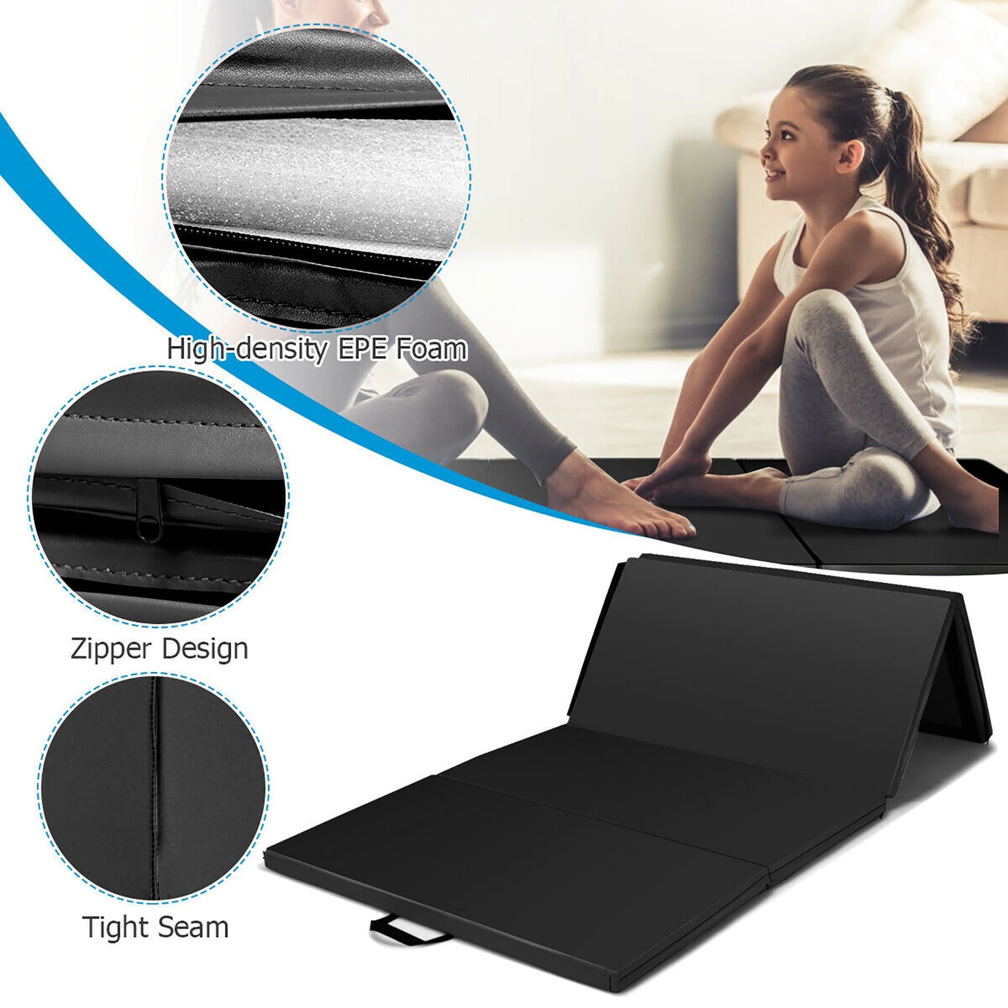 Costway 4'x8'x2 Folding Gymnastic Tumbling Mat w/Handles Fitness Yoga  Aerobics Exercise