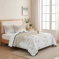 thumbnail image 5 of Quilts Twin XL Size Bedding Set, Christmas Trees Lightweight Quilted Comforter, Winter Xmas Snowflakes Pine Beige Brown Soft Reversible Bedspread Coverlet with Pillow Covers for All Season, 68" x 98", 5 of 9