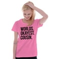 thumbnail image 3 of Worlds Okayest Cousin Family Relative Womens Slim Fit Graphic Tee Brisco Brands S, 3 of 5