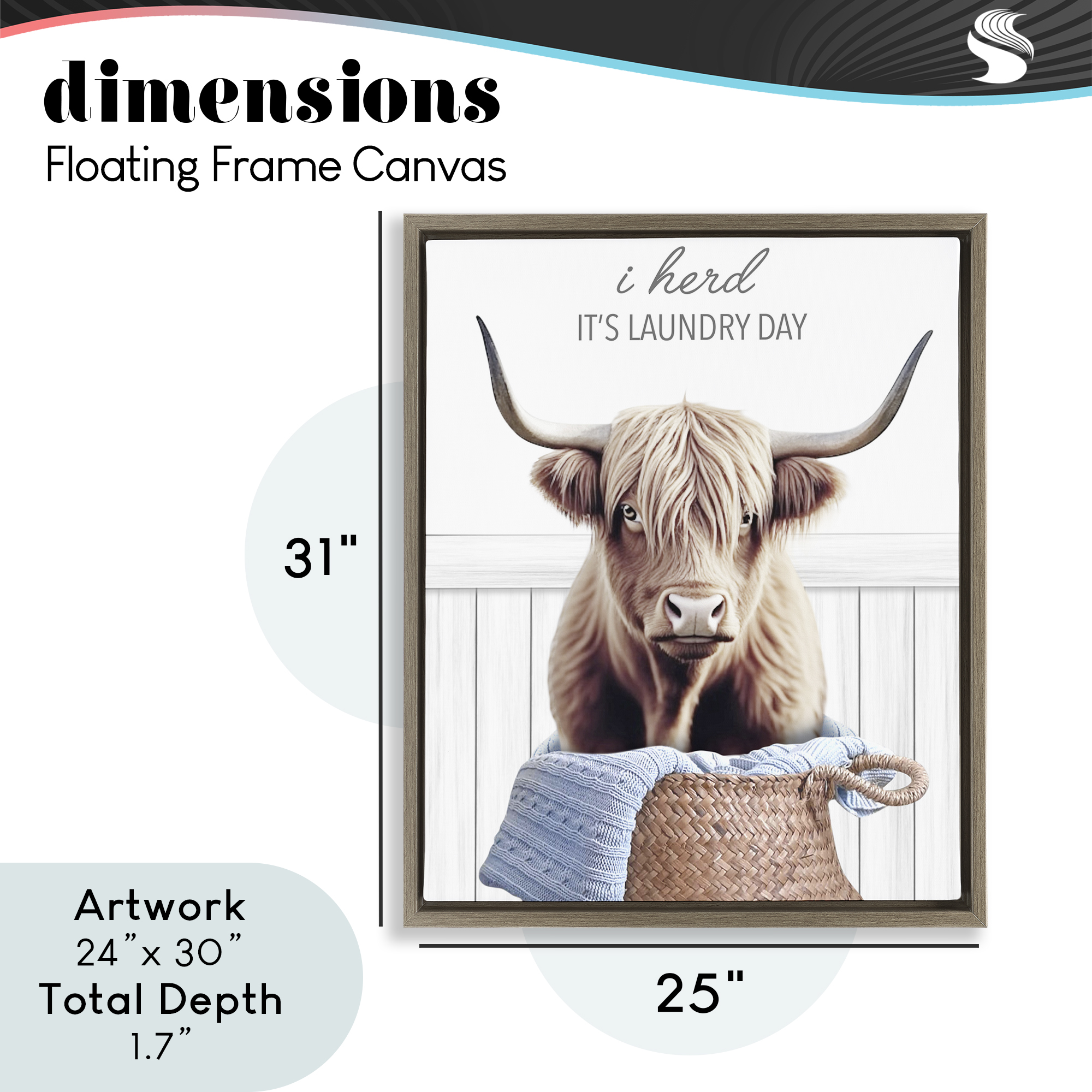 Herd It's Laundry Day Brown Framed Floater Canvas Wall Art, design by Marcus Prime