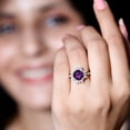 thumbnail image 4 of Rosec Jewels - Natural Amethyst Ring with Moissanite - AAA Quality Certified Amethyst Cocktail Ring - Ready to Gift for Women, 10K Yellow Gold, US 7.00, 4 of 8
