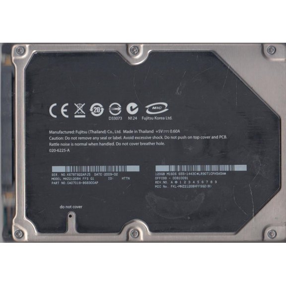 MHZ2120BH FFS G1, PN CA07018-B68300AP, Fujitsu 120GB SATA 2.5 Hard Drive