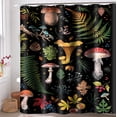 thumbnail image 2 of Mushroom Shower Curtain Green Leaf Colorful Botanical Shower Curtain Set for Bathroom Decor Aesthetic Retro Mushroom Forest Shower Curtains Polyester Waterproof with 12 Hooks, 72X72 inch, 2 of 6