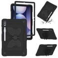 thumbnail image 2 of FJLBDE Case for Samsung Galaxy Tab S8 Plus/S7 FE/S7 Plus 12.4 Inch with Butterfly Stand, Heavy Duty Rugged Protective Cover with Pencil Holder Shoulder Strap for Kids Girls, Black, 2 of 7