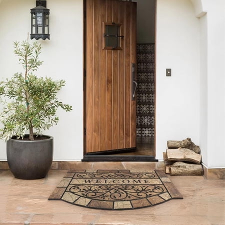 Front Door Mat 24x36 Heavy Duty Outdoor Welcome Mat Large Non Slip Rubber Backing for Entryway Patio High Traffic Area Leaf Pattern Durable