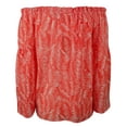 thumbnail image 4 of Women's Patterned Off-The-Shoulder Bell Sleeve Tassel Top-S-XS, 4 of 5