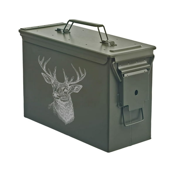 Steel Ammo Can Storage Box Ammunition Case Deer (30cal, Green)
