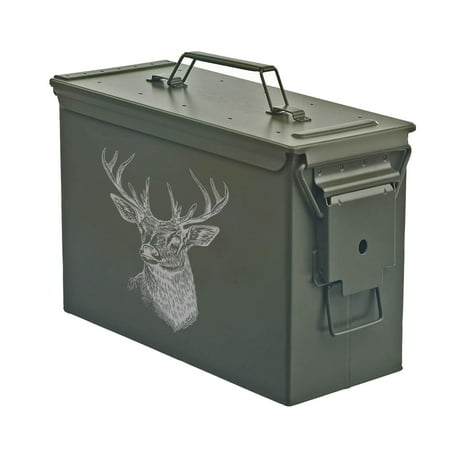 Steel Ammo Can Storage Box Ammunition Case Deer (30cal Green)