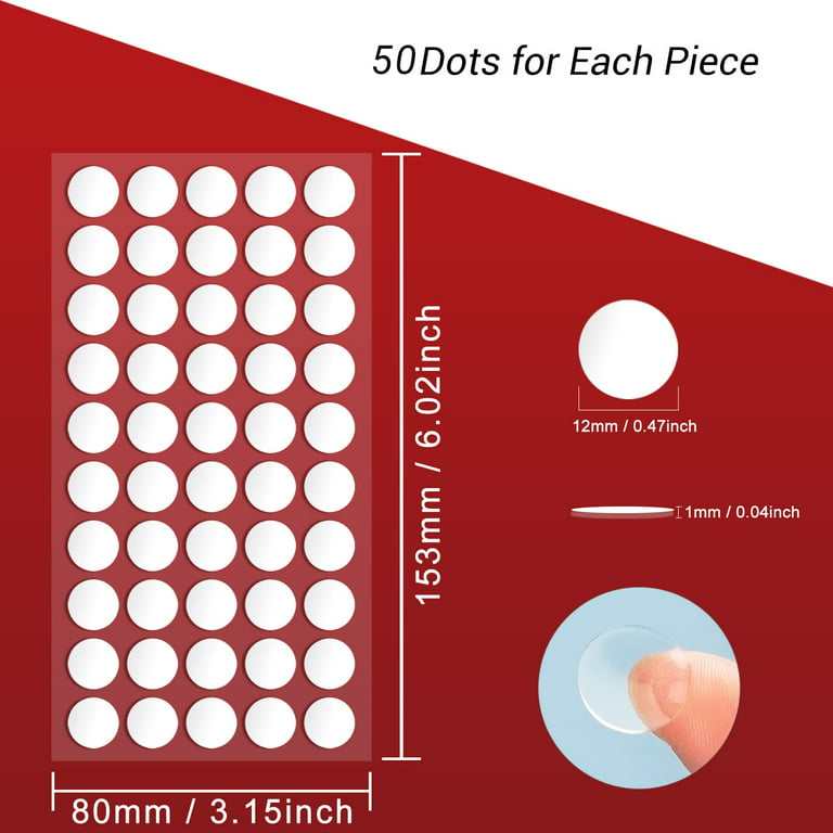Poster Putty, 600 Pcs 12mm/0.47\u201d Adhesive Dots, Double Sided Removable  Sticky Tack, Clear Round Reusable Mounting Stickers Transparent Tacky Glue  Tape for Wall Hanging Pictures 