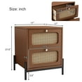 thumbnail image 4 of Euroco Rattan Wood Nightstand 2-Drawer Side Table for Bedroom, Living Room, Walnut, 4 of 7