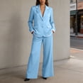 thumbnail image 5 of Purcolt Womens 2 Piece Pant Suit Elegant Casual Lapel Long Sleeve Blazer High Waist Wide Leg Trousers Formal Business Work Office Matching Set, 5 of 9