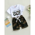 thumbnail image 3 of LMLYSoH Baby Boys Shorts Set, Short Sleeve Letters Print T-shirt with Camouflage Shorts Summer Outfit, 3 of 9