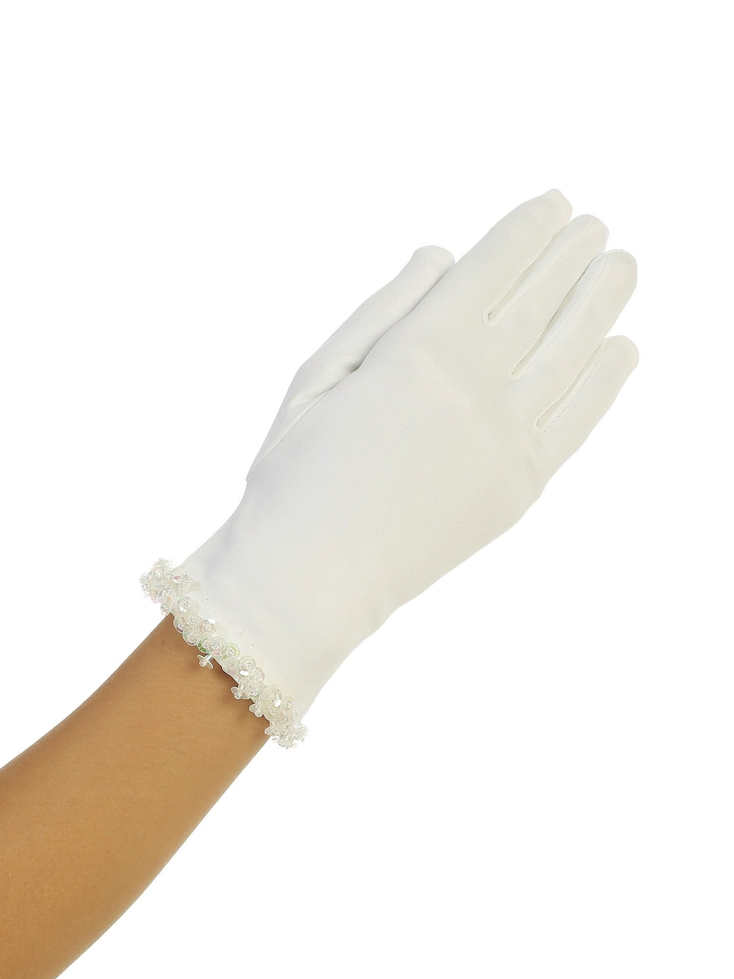 satin ivory gloves