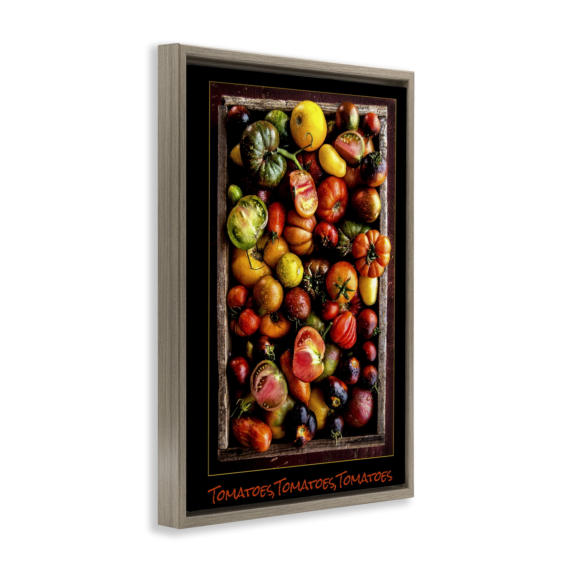 Stupell Industries Ripe & Bountiful Tomato Harvest Brown Framed Floater Canvas Wall Art, design by Carl Kravats
