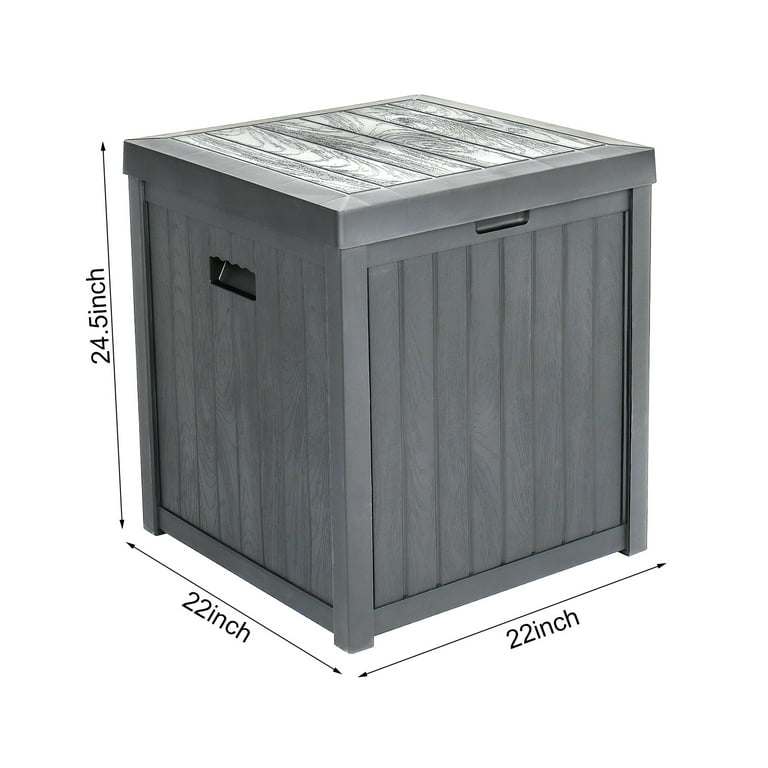 Sesslife Outdoor Storage Box, 51 Gallon Gray PP Plastic Waterproof Deck Storage Box Bench, Indoor/Outdoor Storage Bin Container for Patio Cushions