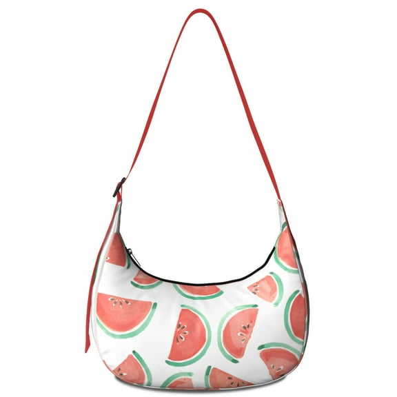 Watermelon Lovers Cute Print Hobo Purse for Women, Summer Fruit Crossbody Tote, Lightweight Water-Resistant Shoulder Bag, Tropical Sunshine Beach Design