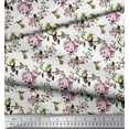 thumbnail image 2 of Soimoi Poly Georgette Fabric Hummingbird,Leaves & Rose Floral Print Fabric by the Yard 42 Inch Wide, 2 of 3