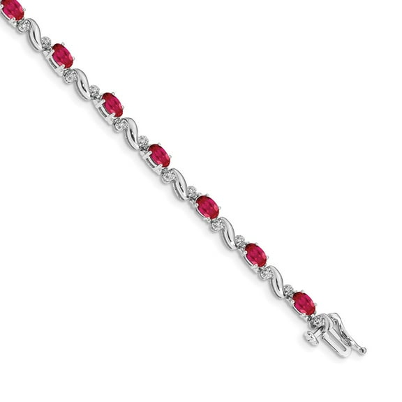 Primal Gold 14 Karat White Gold Diamond and Ruby Bracelet