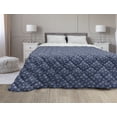 thumbnail image 1 of Floral Down Alternative Comforter, Blossoming Flowers Budding Green Leaves and Polka Dots Botanical Scene of Garden, Microfiber Quilt for All Season, 5 Sizes, Night Blue, by Ambesonne, 1 of 3