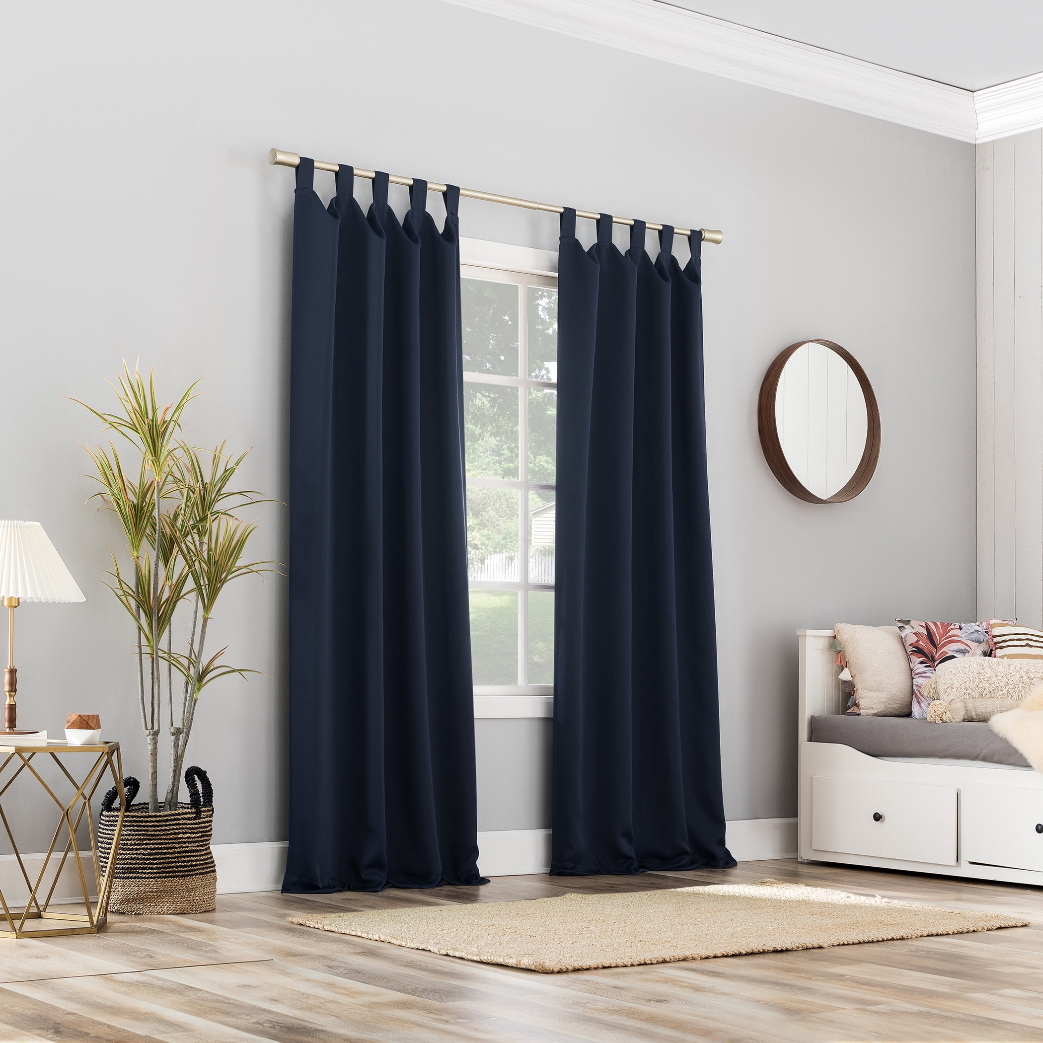 Sun Zero Brant Energy Saving Blackout Tab Top Curtain Panel, 40"X84", Navy