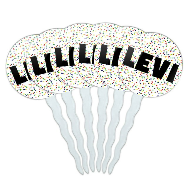Levi Cupcake Picks Toppers - Set of 6 - Mutlicolored Speckles