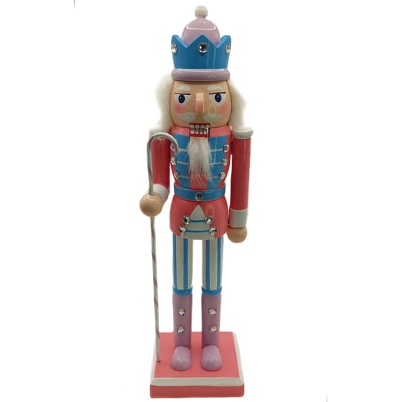 Wizardi Classic Wooden Festive Decoration - Christmas Nutcracker F07M14-30-N01703 Pink Stand
