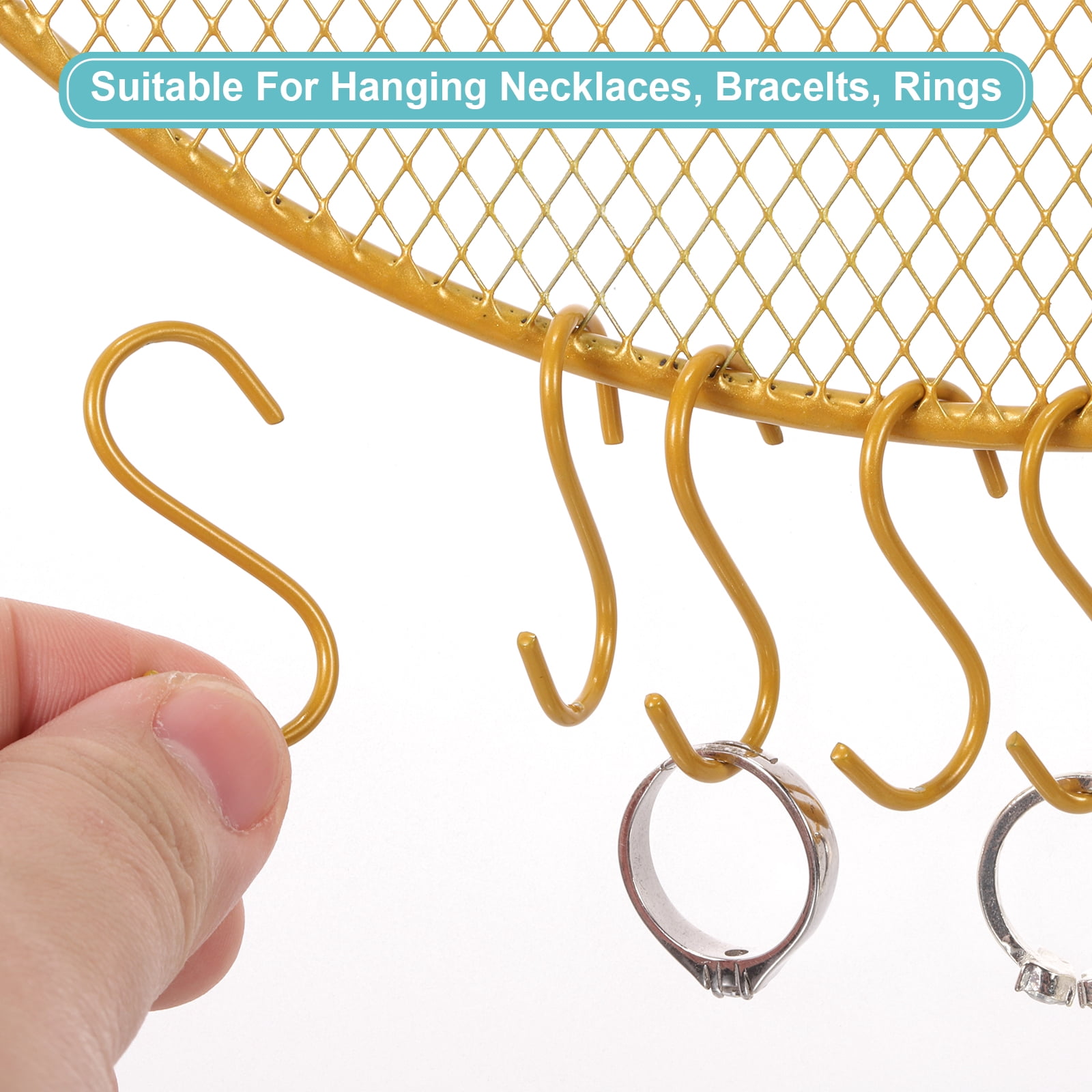 2 Set Earring Holder Organizer Wall, Necklace Holder Hanging Earring Organizer Jewelry Organizer Wall with 20 Hooks for Earring Necklace Jewelry Wall Home Decoration, Round