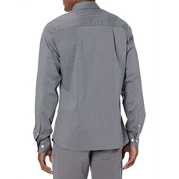 Van Heusen Men's Big Stain Shield Never Tuck Stretch Pattern Button Down  Shirt, Black Check, 4X-Large Tall 