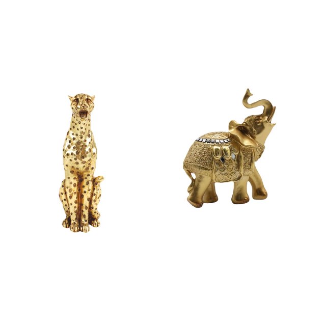 Figura de guepardo,Figura de guepardo dorado,adorno de escritorio moderno,Adorno de mesa con estatua de guepardo realista,Figura de escritorio,Estante de estatua de elefante para