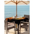 thumbnail image 2 of Outdoor Tablecloth with Umbrella Hole and Zipper, Baseball Square Table Cloth 54x54 Inch Waterproof Tablecloth, Modern Buruning Flame Sport Black Background Picnic Table Cover for Patio Camping, 2 of 7