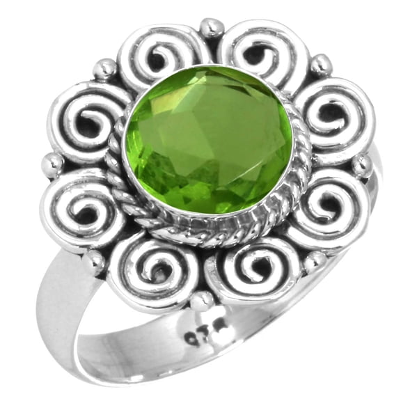 925 Sterling Silver Ring Peridot Quartz Handmade Jewelry
