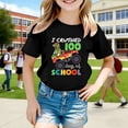 thumbnail image 3 of XEGLSBU Girls Shirts Trendy Cute Teen Girls Short Sleeve Tee for Back to School Soft Casual Top with Cute Print Crew Neck Shirt Black Size 3-4 Years, 3 of 4