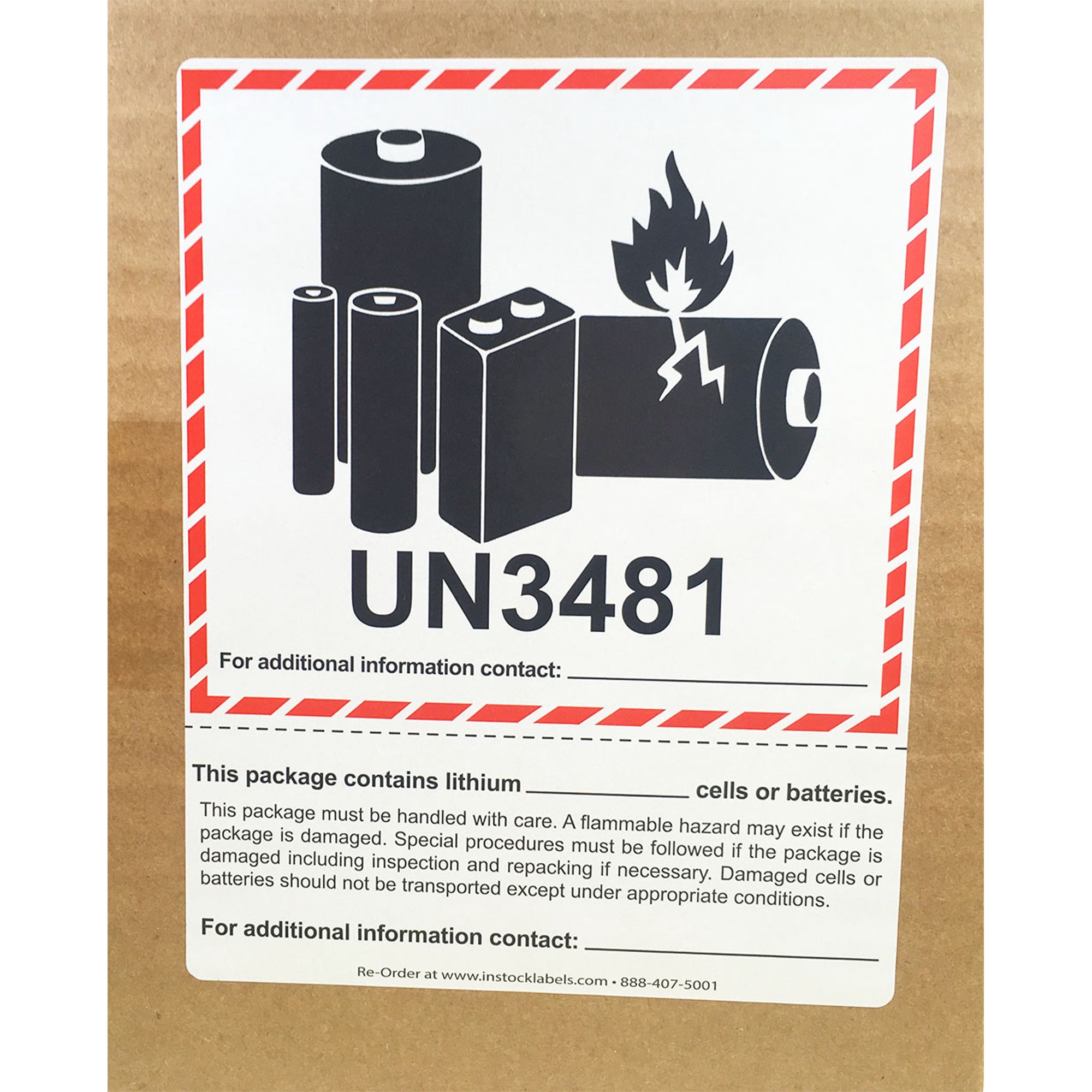 Rouleau De 500 Étiquettes D'Expédition UN3481 Pour Batteries Lithium - Format 3,25x4,25"
