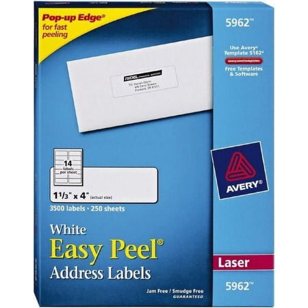 Avery 1-21/64" x 4" White Paper Shipping Label MPN:05962