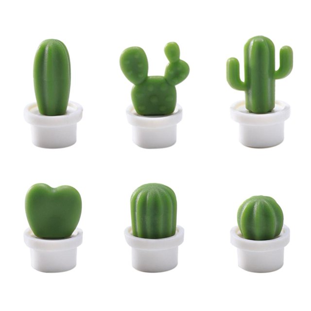 Pegatinas De Pared 6 uds Mini dibujos animados Cactus imán nevera pegatina planta maceta decoración (blanco) Likrtyny Libre de BPA