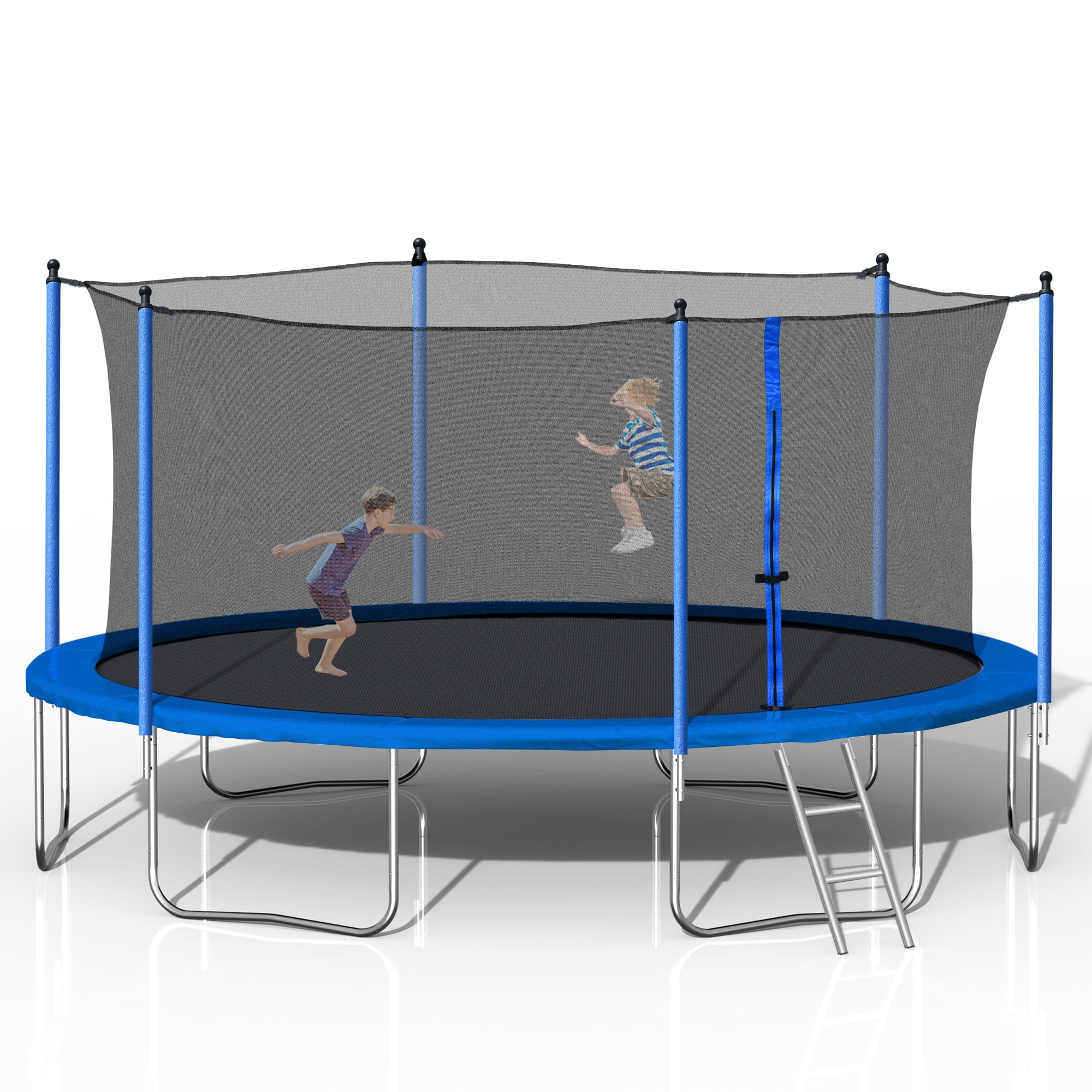 SOGES Adults and Kids Heavy Duty Trampoline with Safety Enclosure Net, Blue, 106.16 lbs
